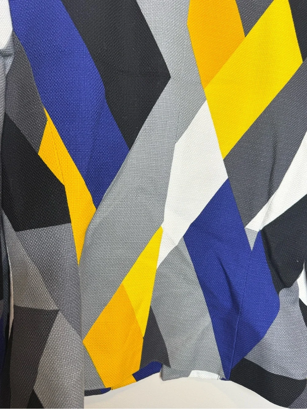 Anne Klein Geometric Print Women’s Jacket in Yellow, Blue & Gray